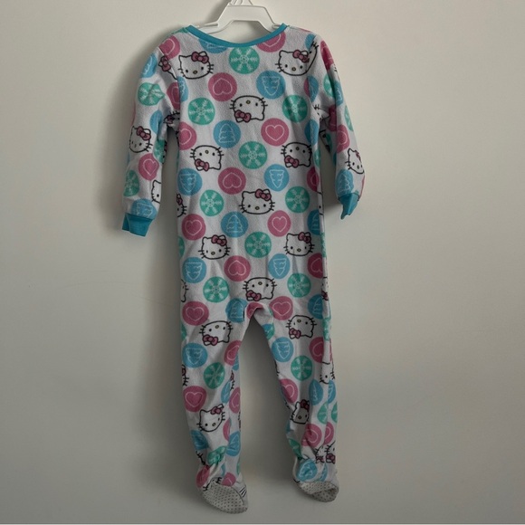 Hello Kitty Pink and Blue Toddler Girl’s Fleece Footed Pajama Sleeper-Size 2T - Picture 4 of 6